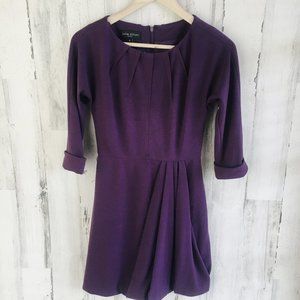 NEW Julie Dillon Purple Fit & Flare Mini Dress Bubble Twist Hem 0 XS - no belt